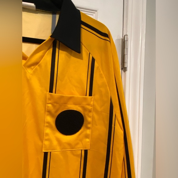 Official Sports Size M USSF Yellow Long Sleeve Striped Soccer Referee Jersey - Picture 4 of 15
